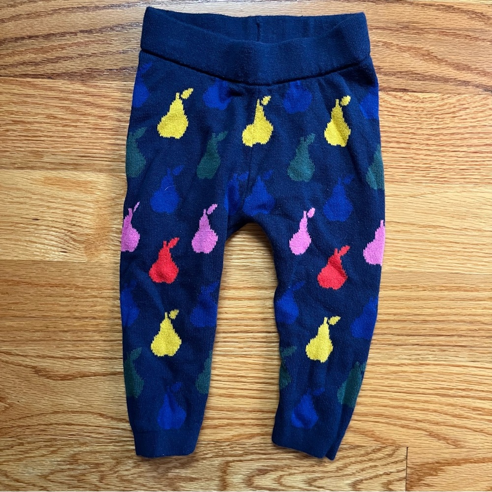 Hanna Andersson multicolor pear print sweater knit pants size 12-18 months